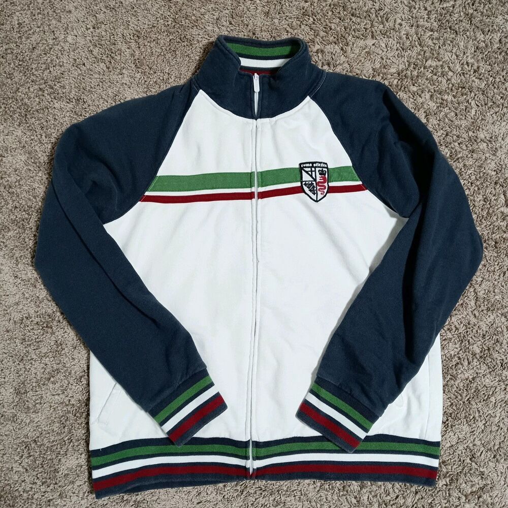 Vintage Roma Atletica Men's Full Zip Jacket Green Red Stripes, Soccer Futbol, XL